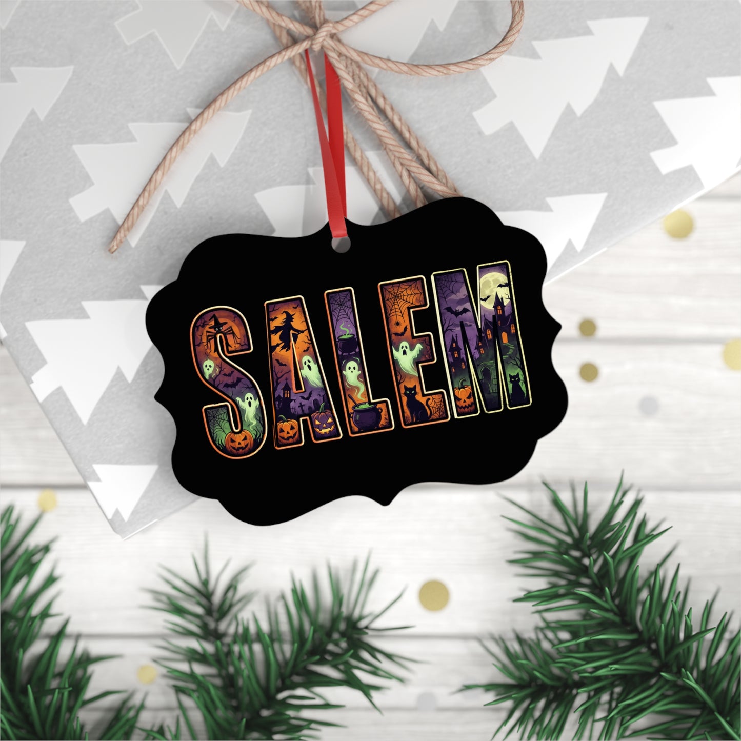 SALEM SPOOKY Metal Plaque Ornament