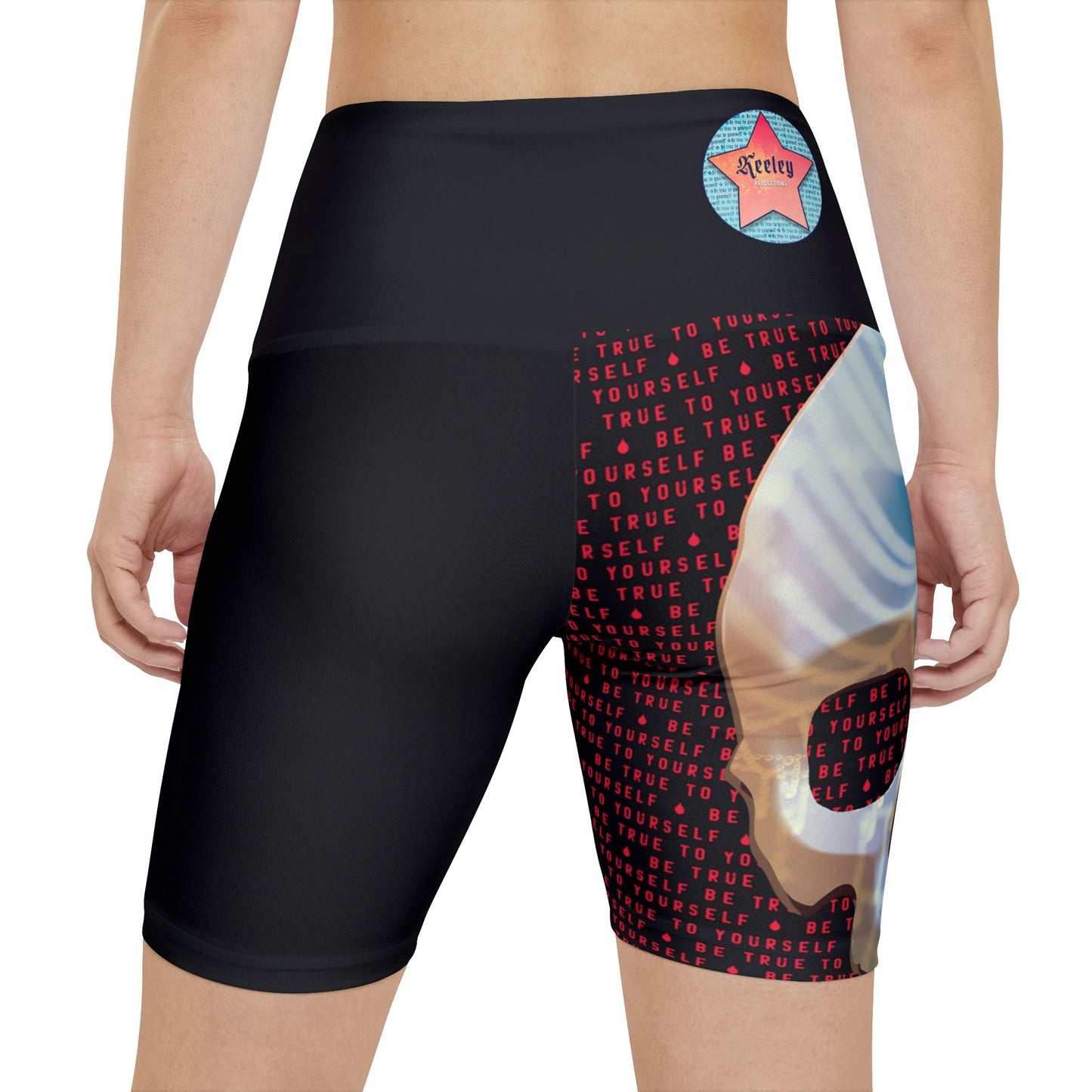 BE TRUE TO YOURSELF SKULL RED Women's Workout Shorts (AOP)