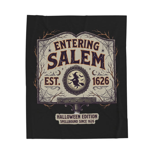 Spooky Entering Salem Velveteen Plush Blanket