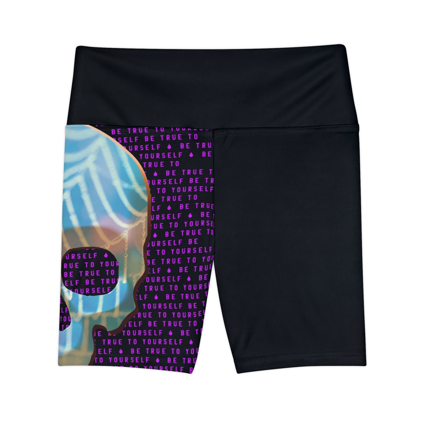 BE TRUE TO YOURSELF SKULL PURPLE Women's Workout Shorts (AOP)