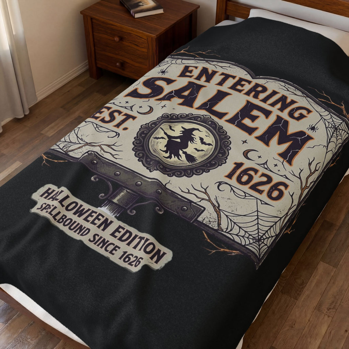 Spooky Entering Salem Velveteen Plush Blanket