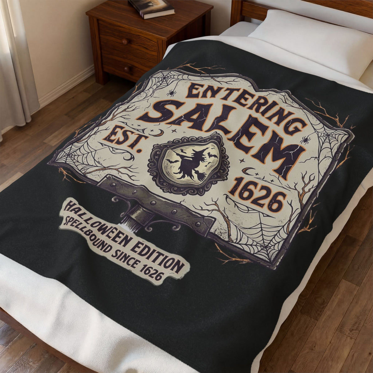 Spooky Entering Salem Velveteen Plush Blanket