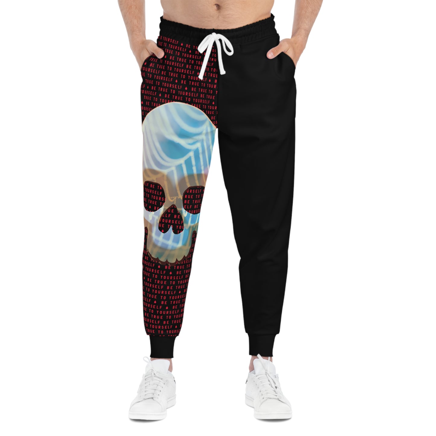 BE TRUE TO YOURSELF SKULL RED Athletic Joggers (AOP)