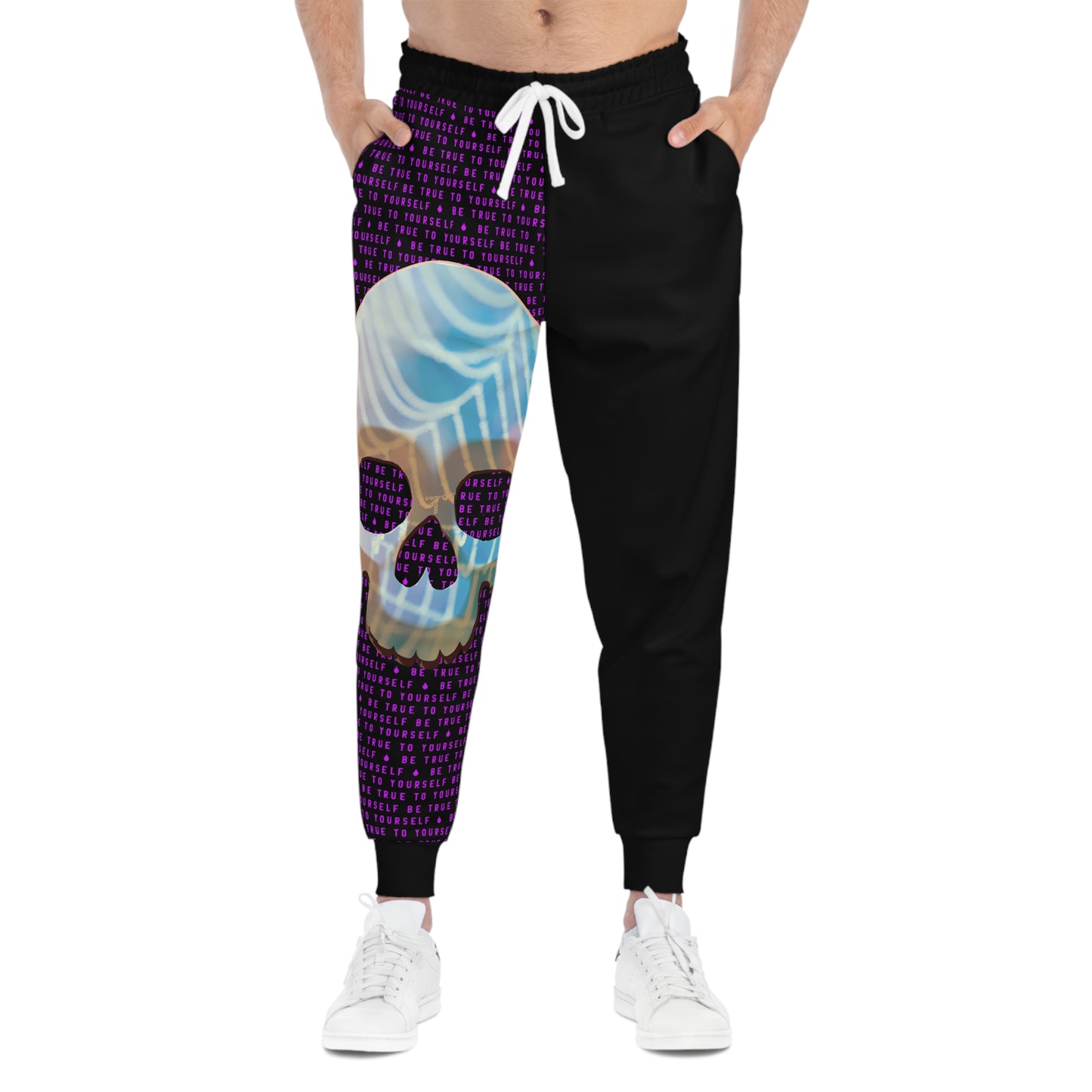 BE TRUE TO YOURSELF SKULL PURPLE Athletic Joggers (AOP)