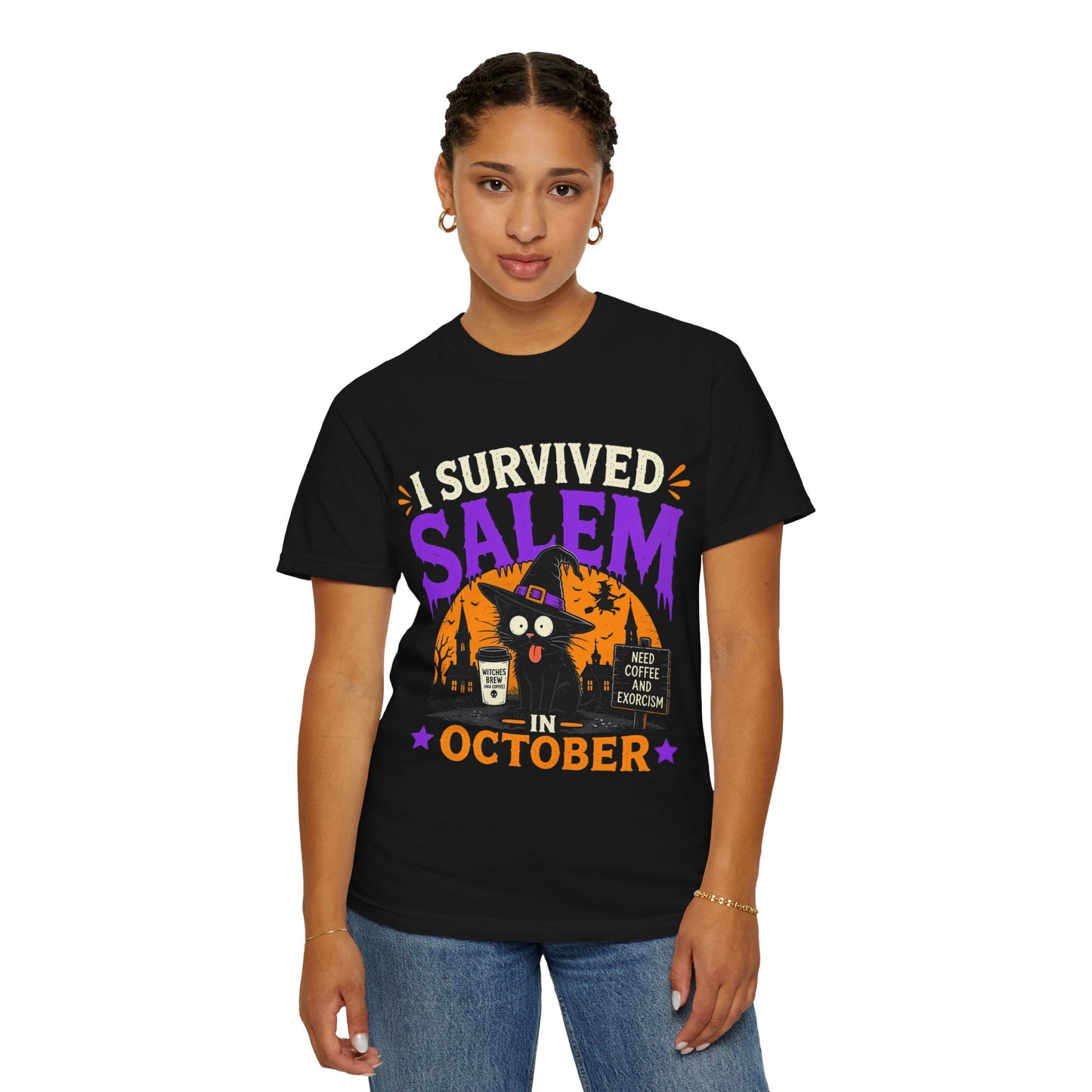 Survived Salem Cat - Unisex Garment-Dyed T-shirt
