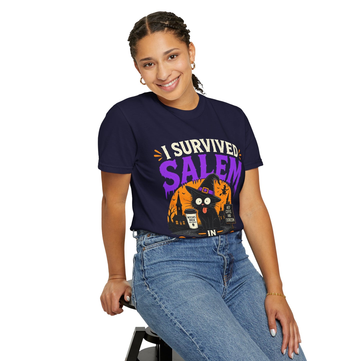 Survived Salem Cat - Unisex Garment-Dyed T-shirt