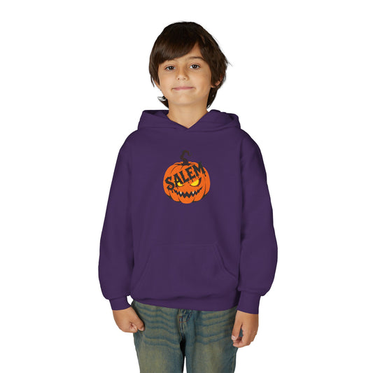 SALEM OCTOBER - Youth Heavy Blend Hooded Sweatshirt – Salem – front view | SalemFootsteps