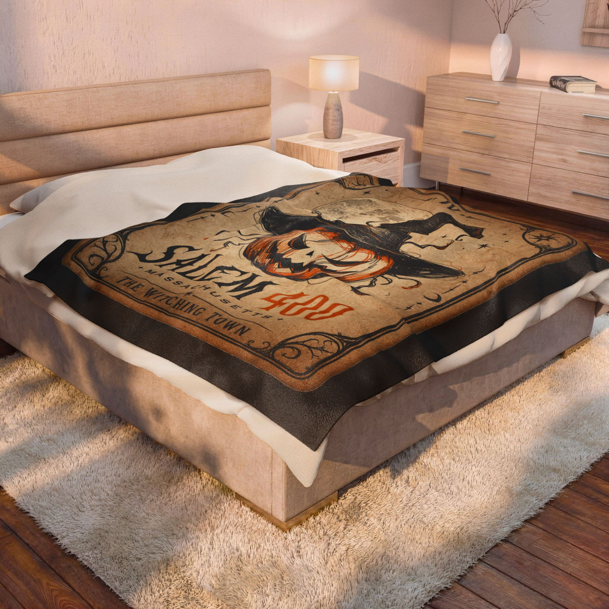 PUNKIN TAROT Velveteen Plush Blanket – alternate view | SalemFootsteps