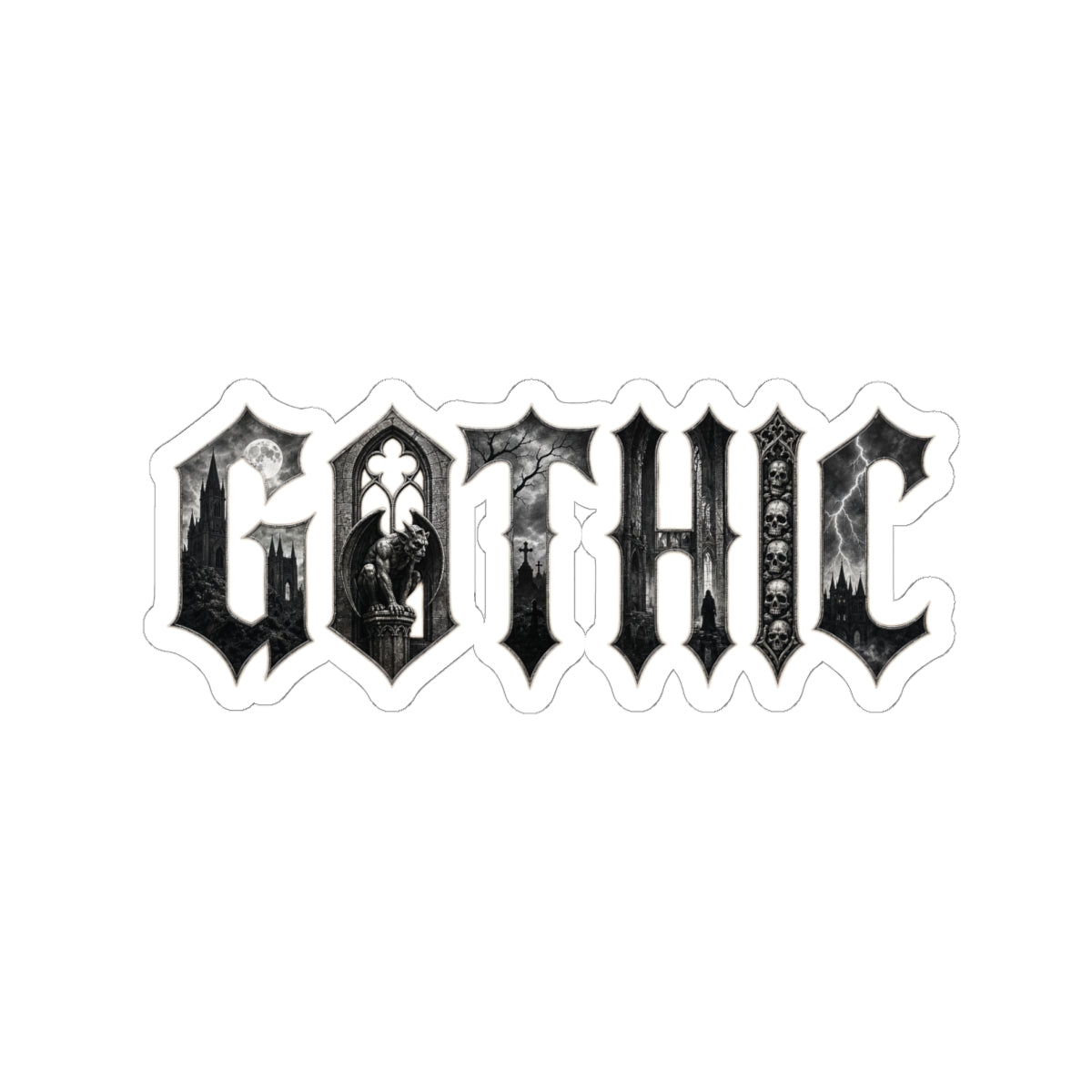 GOTHIC Kiss-Cut Stickers – gothic – detail view | SalemFootsteps