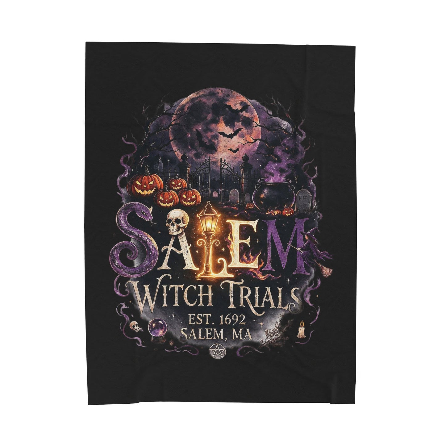 SALEM WITCH TRIALS Velveteen Plush Blanket