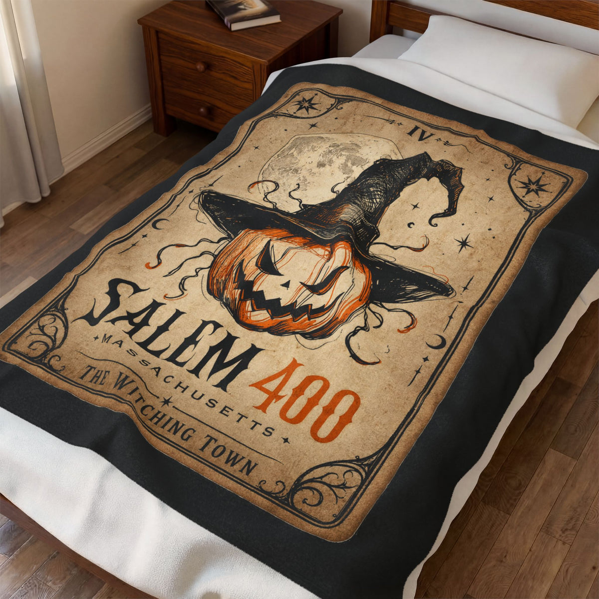 PUNKIN TAROT Velveteen Plush Blanket – alternate view | SalemFootsteps