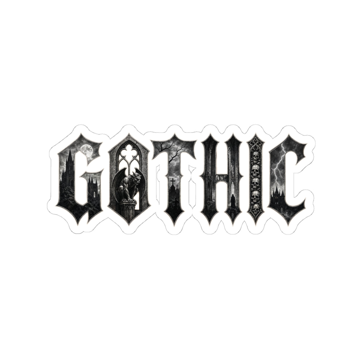 GOTHIC Kiss-Cut Stickers – gothic – alternate view | SalemFootsteps