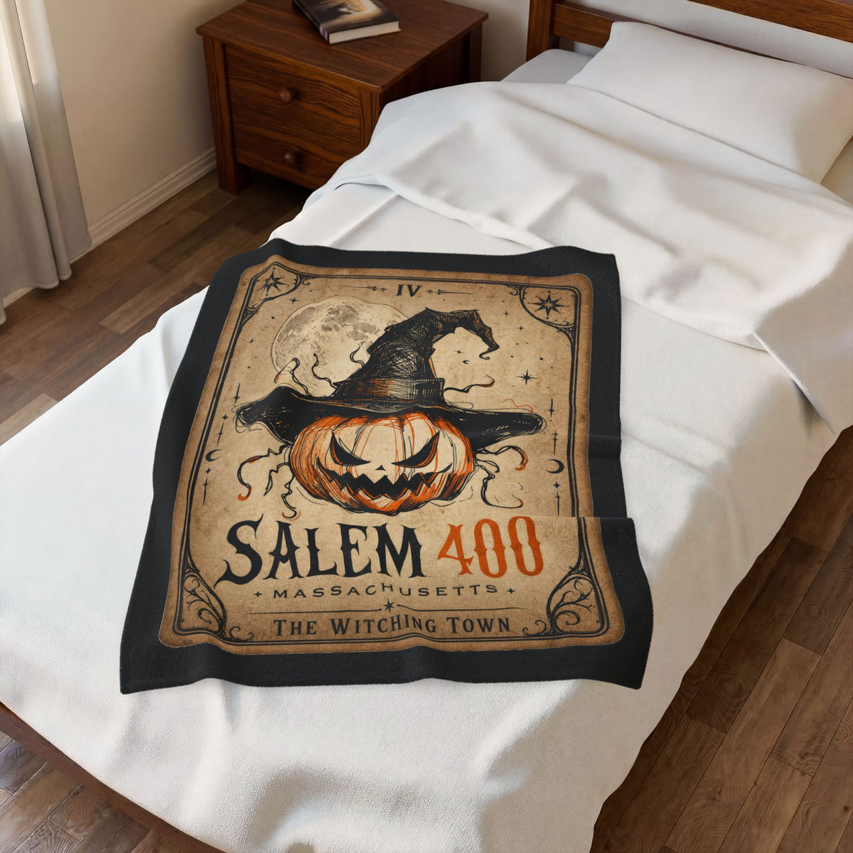PUNKIN TAROT Velveteen Plush Blanket – alternate view | SalemFootsteps