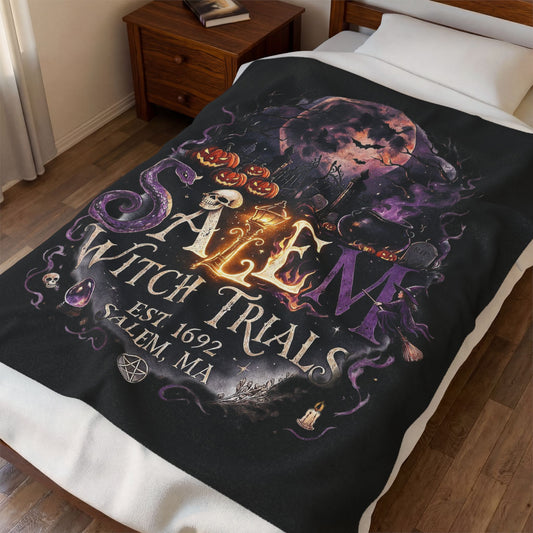 SALEM WITCH TRIALS Velveteen Plush Blanket