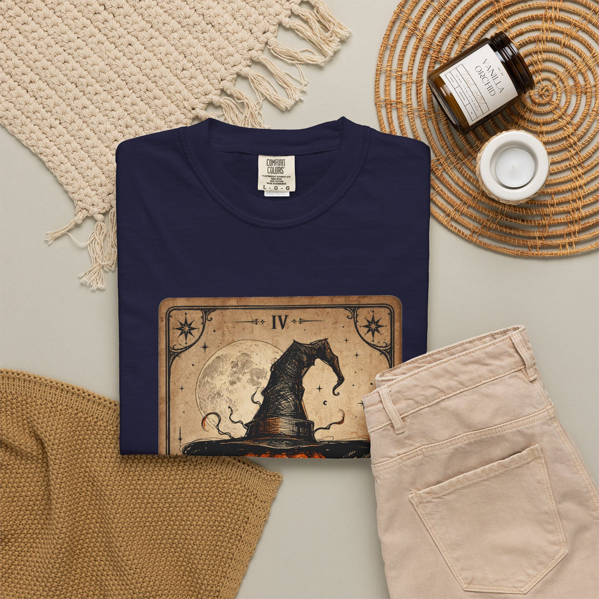 PUNKIN TAROT Unisex Garment-Dyed T-shirt – alternate view | SalemFootsteps