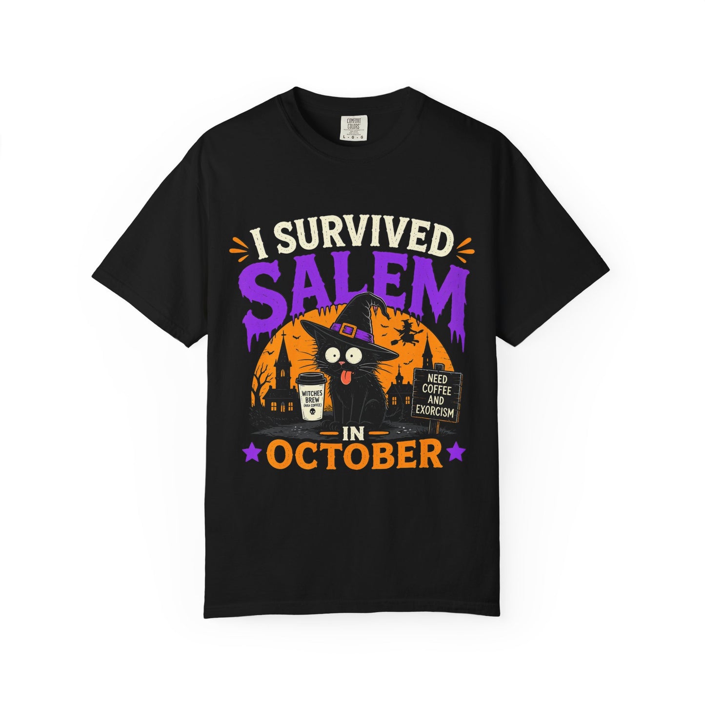 Survived Salem Cat - Unisex Garment-Dyed T-shirt