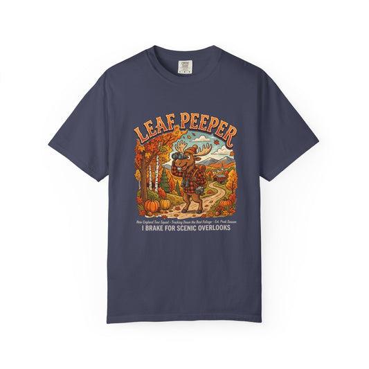 Moose Leaf Peeper - Unisex Garment-Dyed T-shirt