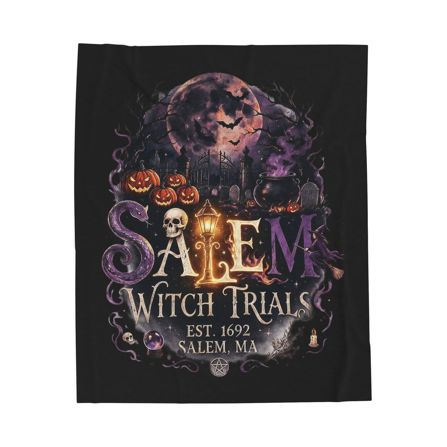 SALEM WITCH TRIALS Velveteen Plush Blanket