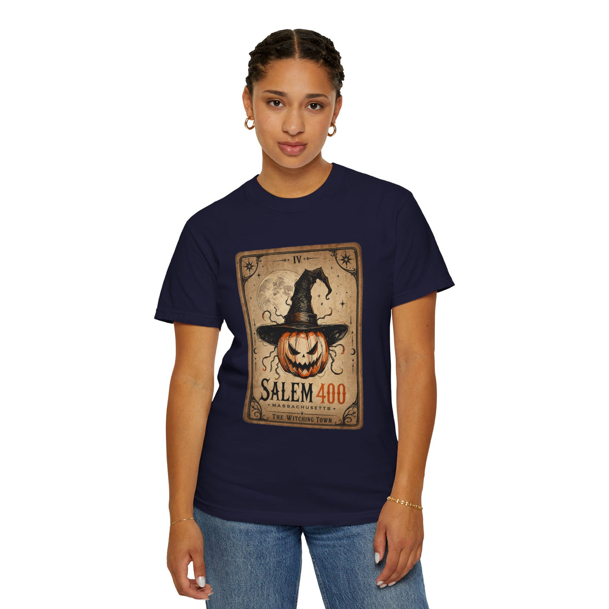 PUNKIN TAROT Unisex Garment-Dyed T-shirt – alternate view | SalemFootsteps