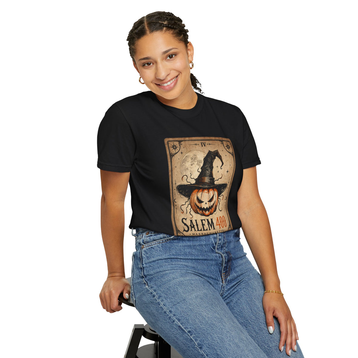 PUNKIN TAROT Unisex Garment-Dyed T-shirt – alternate view | SalemFootsteps