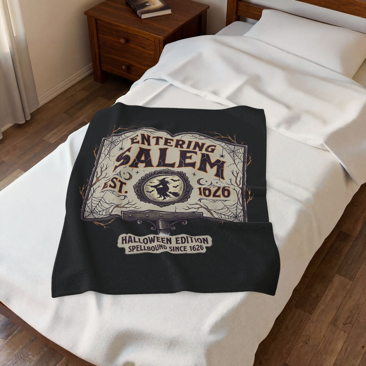 Spooky Entering Salem Velveteen Plush Blanket