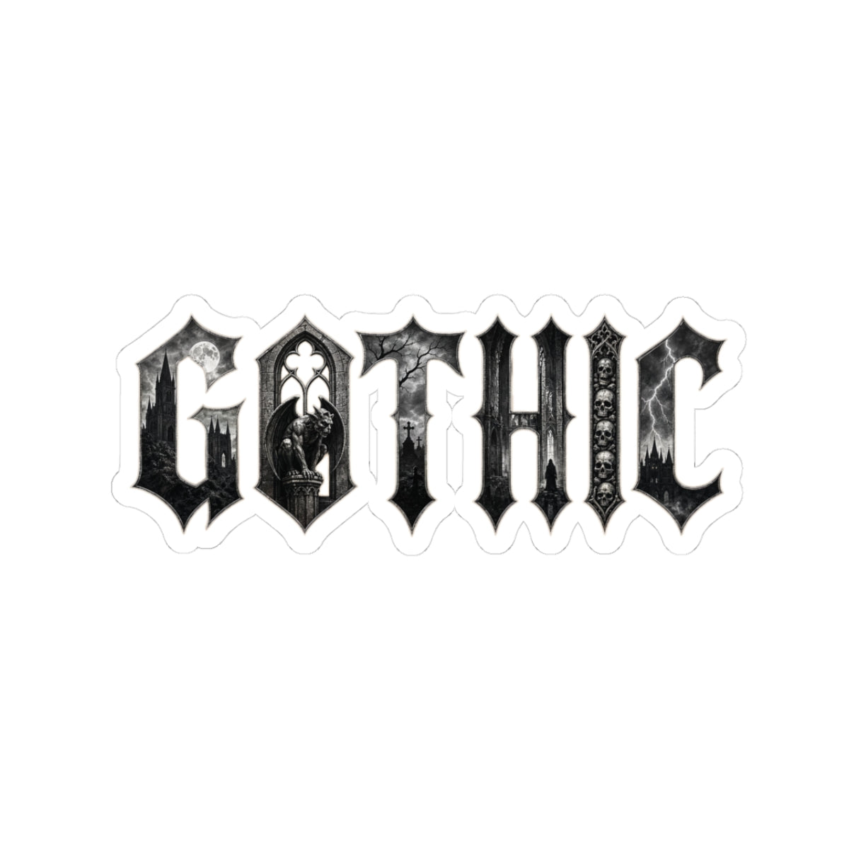 GOTHIC Kiss-Cut Stickers – gothic – back view | SalemFootsteps