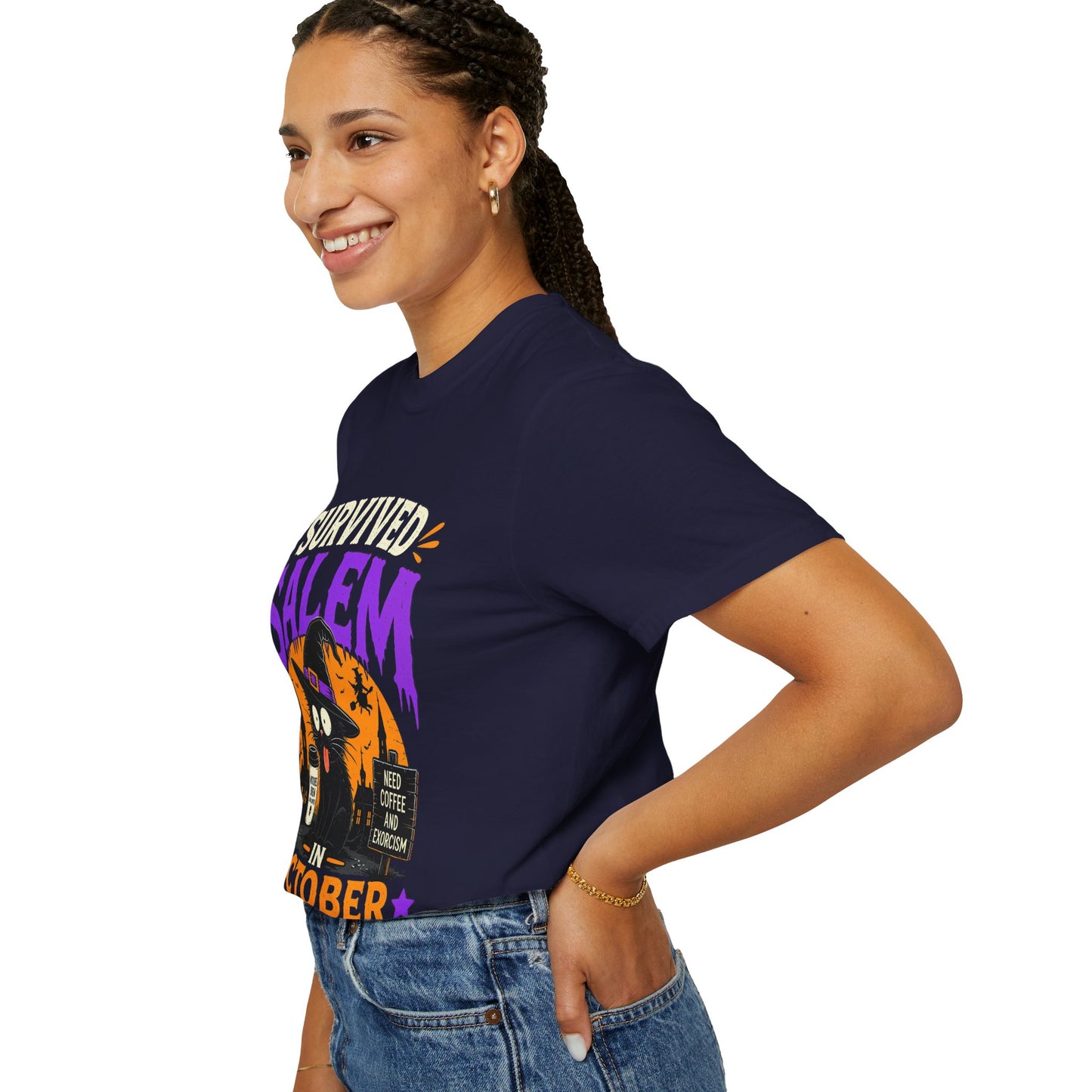 Survived Salem Cat - Unisex Garment-Dyed T-shirt