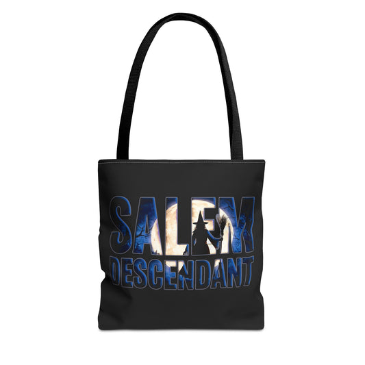 SALEM DESCENDANT Tote Bag (AOP) – Salem – front view | SalemFootsteps
