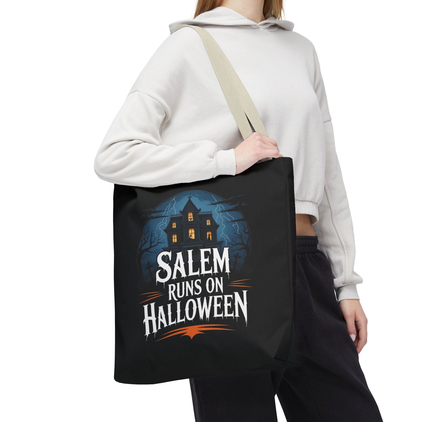 Salem Runs on Halloween Tote Bag (AOP)