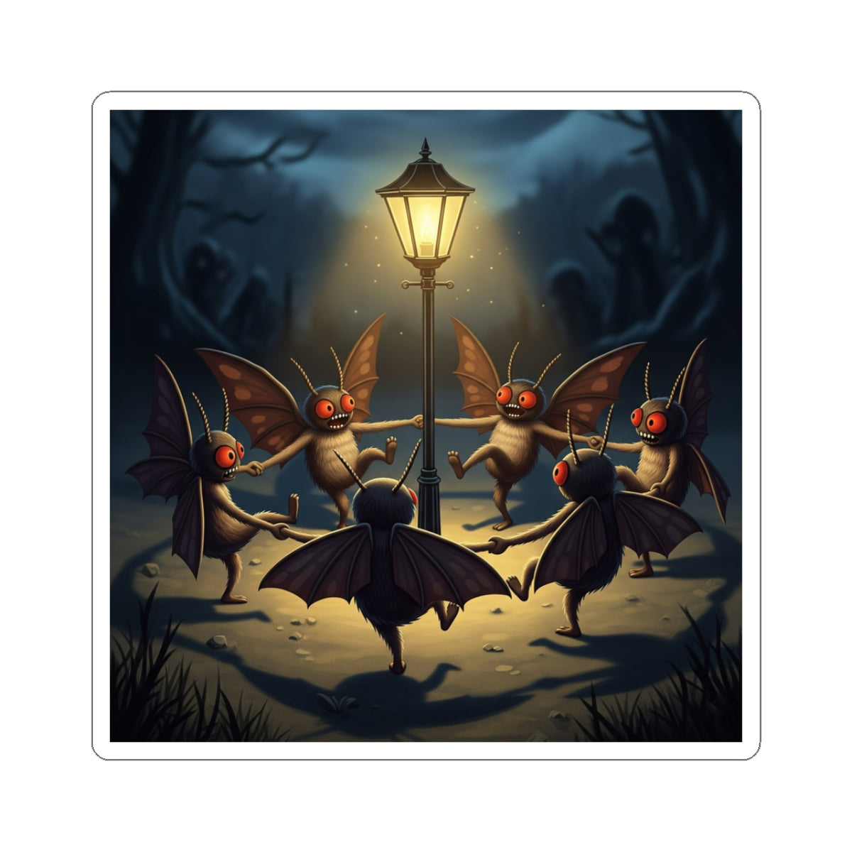 Mothman Lamp Celebration Kiss-Cut Stickers