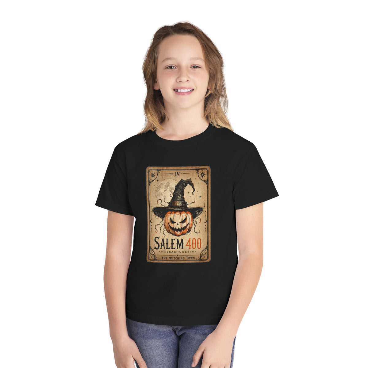 PUNKIN TAROT Youth Midweight Tee – alternate view | SalemFootsteps