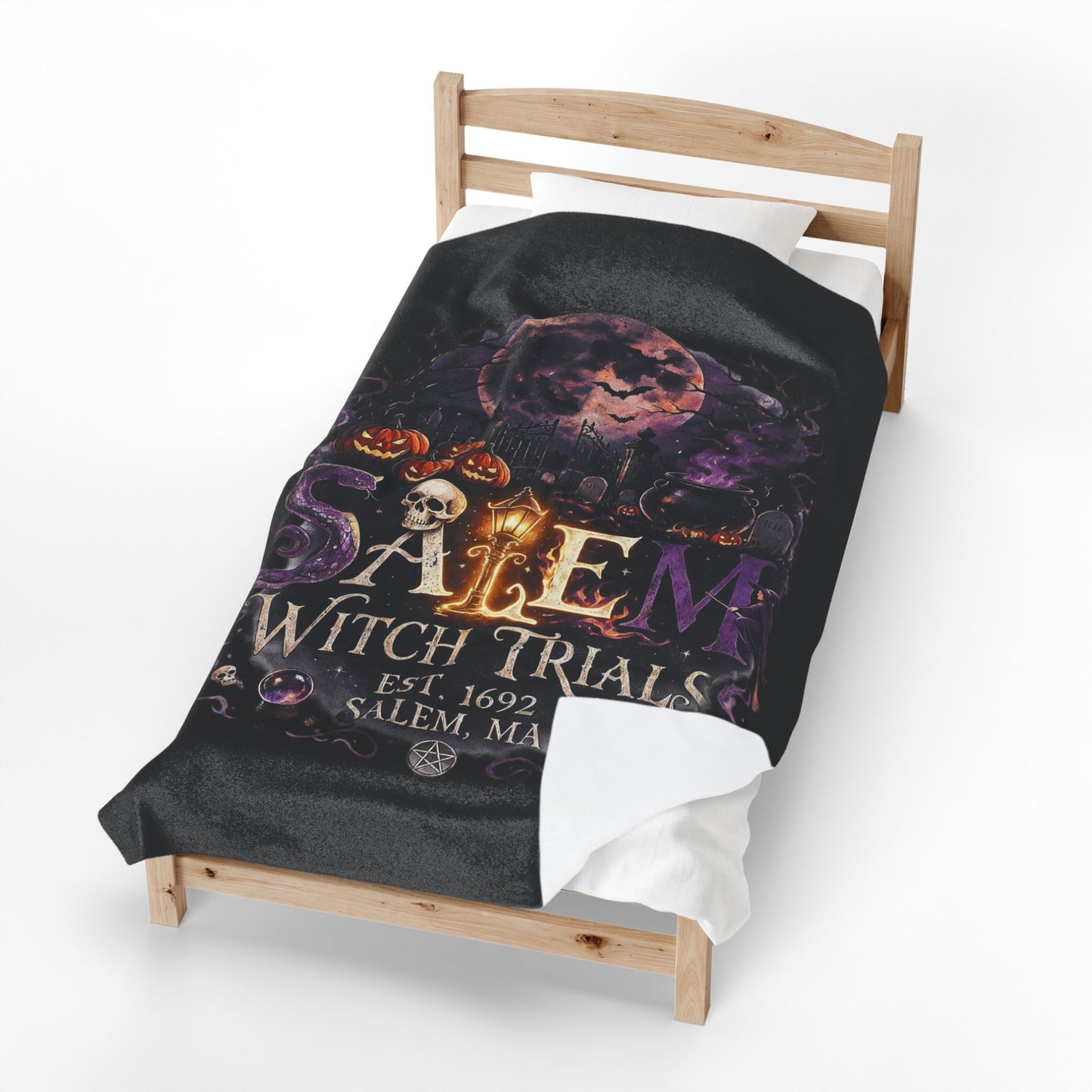 SALEM WITCH TRIALS Velveteen Plush Blanket