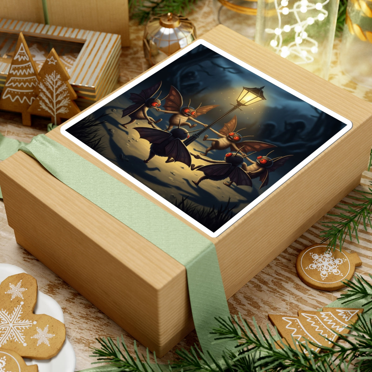 Mothman Lamp Celebration Kiss-Cut Stickers