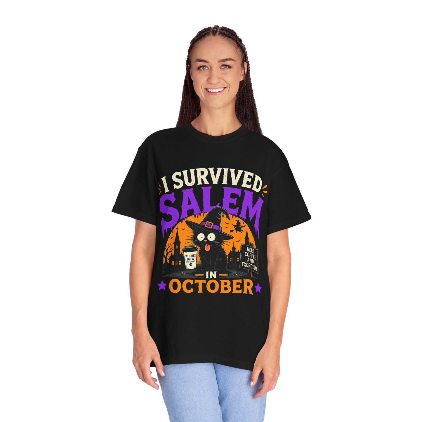 Survived Salem Cat - Unisex Garment-Dyed T-shirt