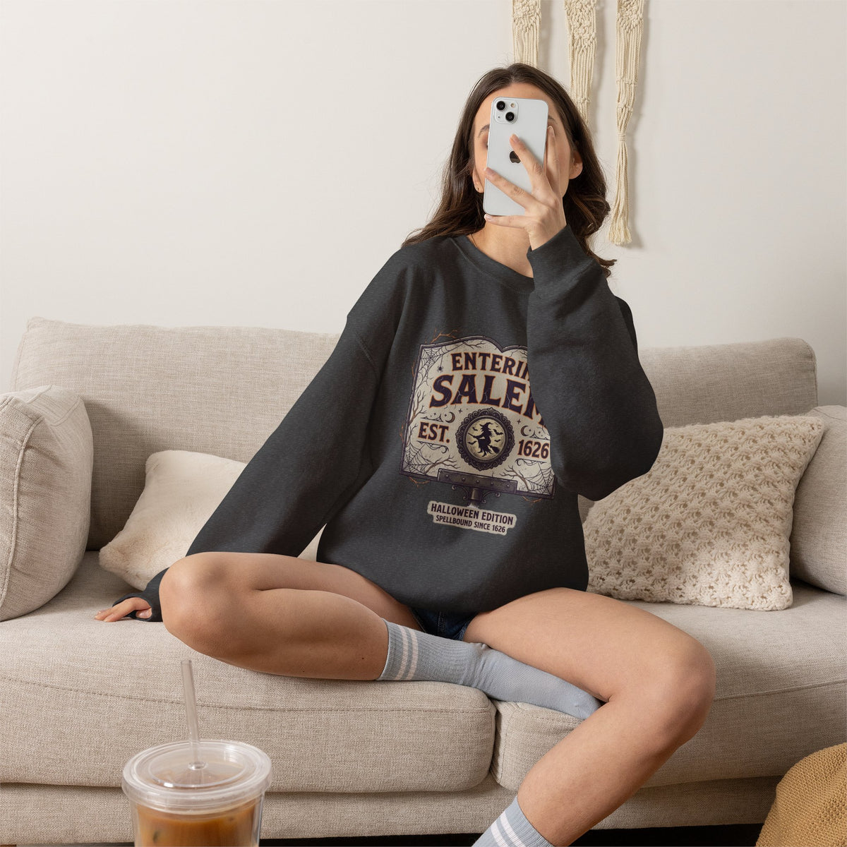 Spooky Entering Salem Unisex Heavy Blend™ Crewneck Sweatshirt