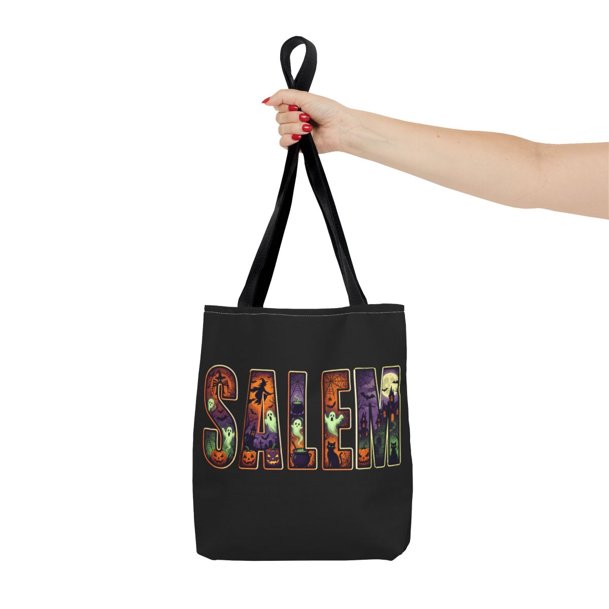 BLACK SALEM SPOOKY Tote Bag (Color option is for handles only)