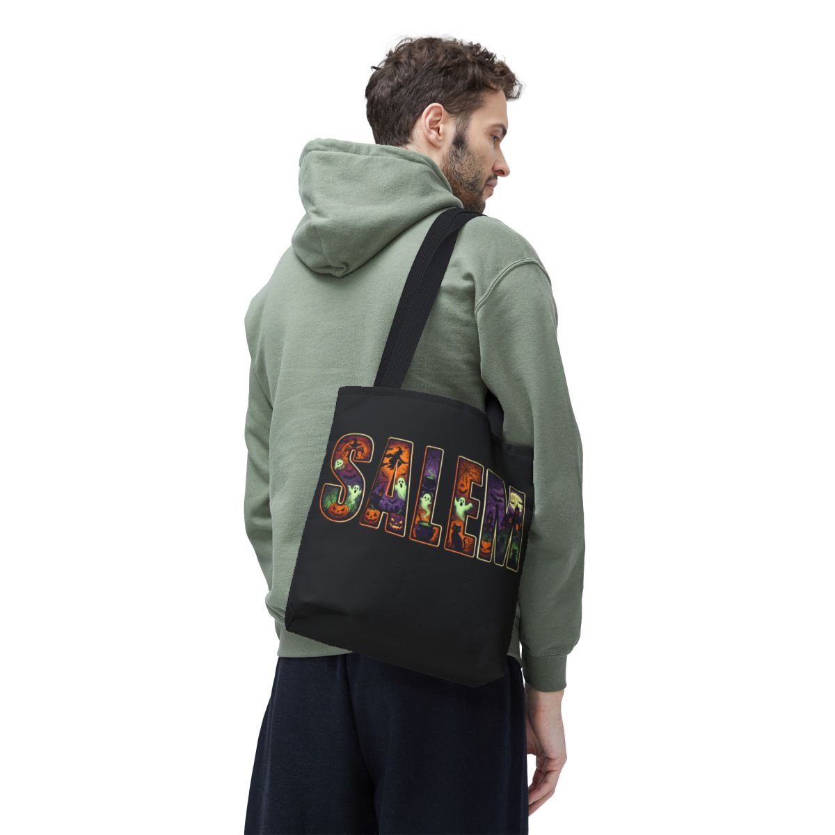 BLACK SALEM SPOOKY Tote Bag (Color option is for handles only)