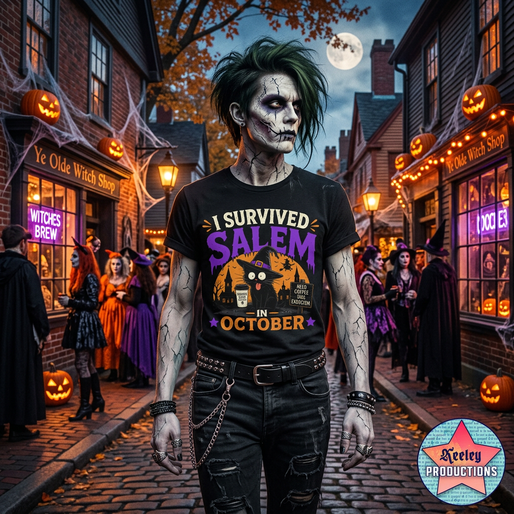Survived Salem Cat - Unisex Garment-Dyed T-Shirt by SalemFootsteps