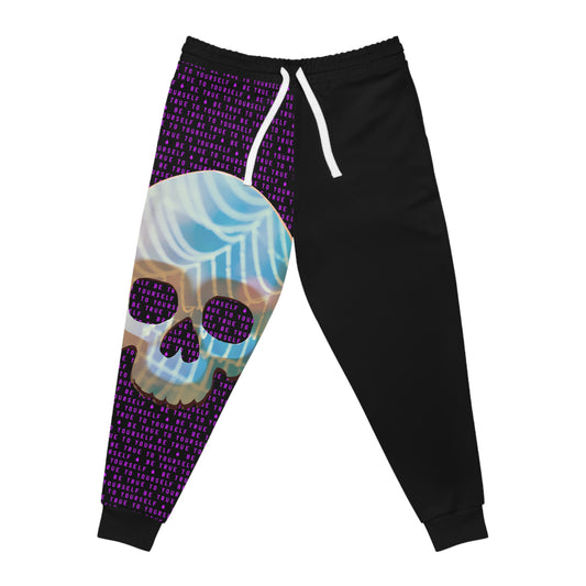 BE TRUE TO YOURSELF SKULL PURPLE Athletic Joggers (AOP)