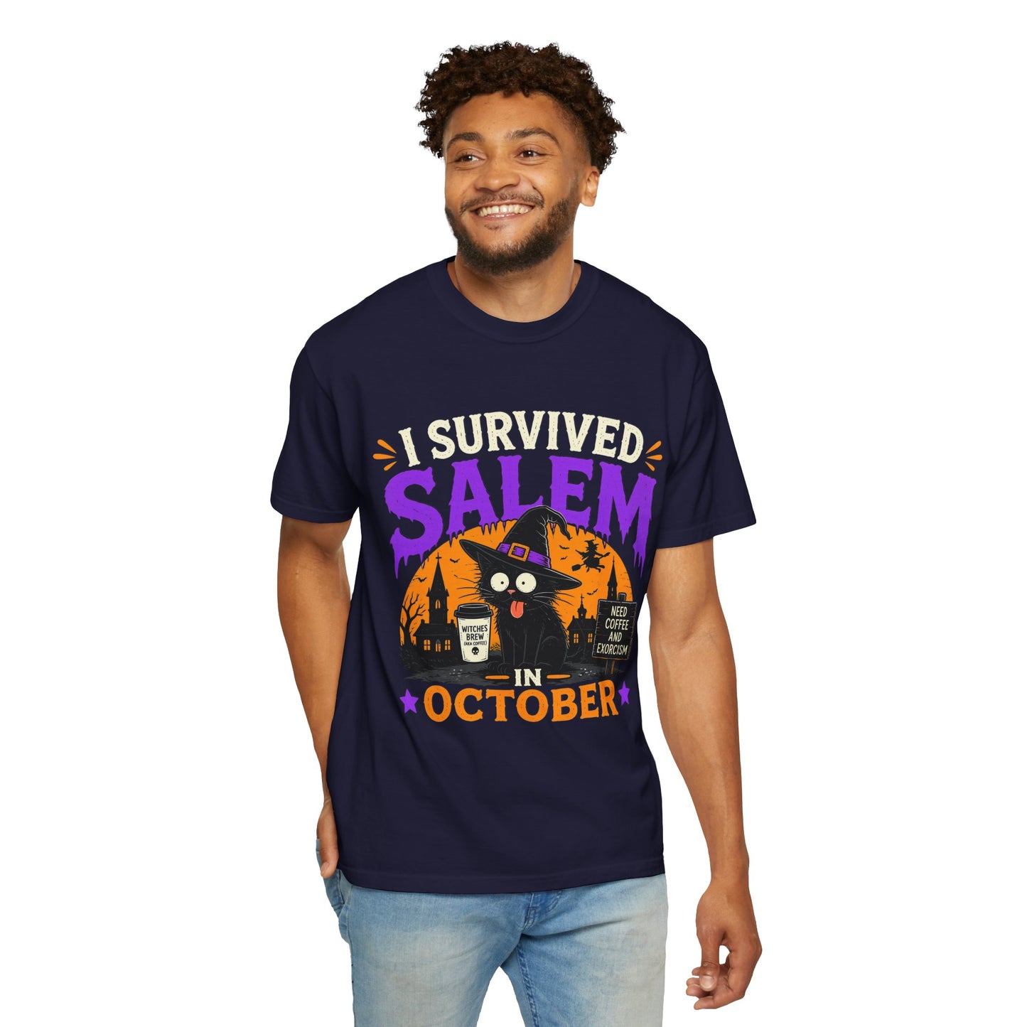 Survived Salem Cat - Unisex Garment-Dyed T-shirt
