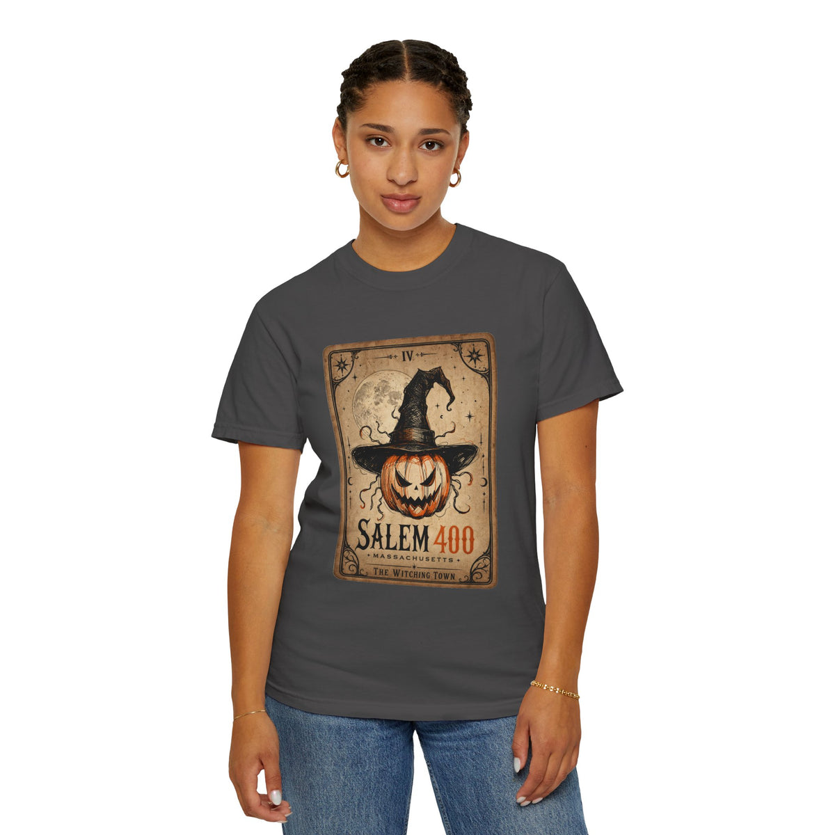 PUNKIN TAROT Unisex Garment-Dyed T-shirt – alternate view | SalemFootsteps