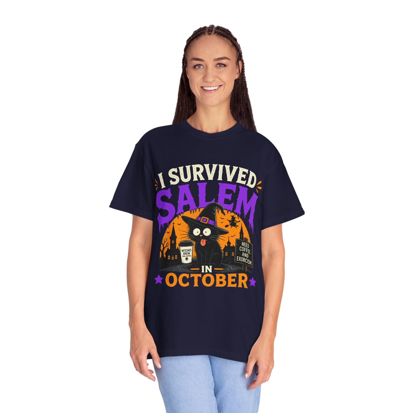 Survived Salem Cat - Unisex Garment-Dyed T-shirt