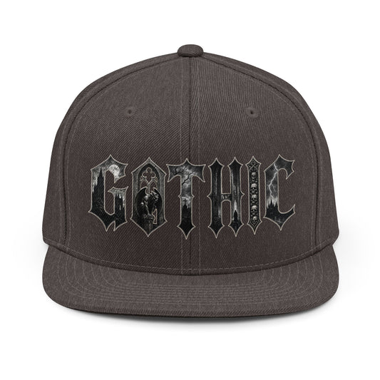 GOTHIC Unisex Snapback Hat – gothic – front view | SalemFootsteps