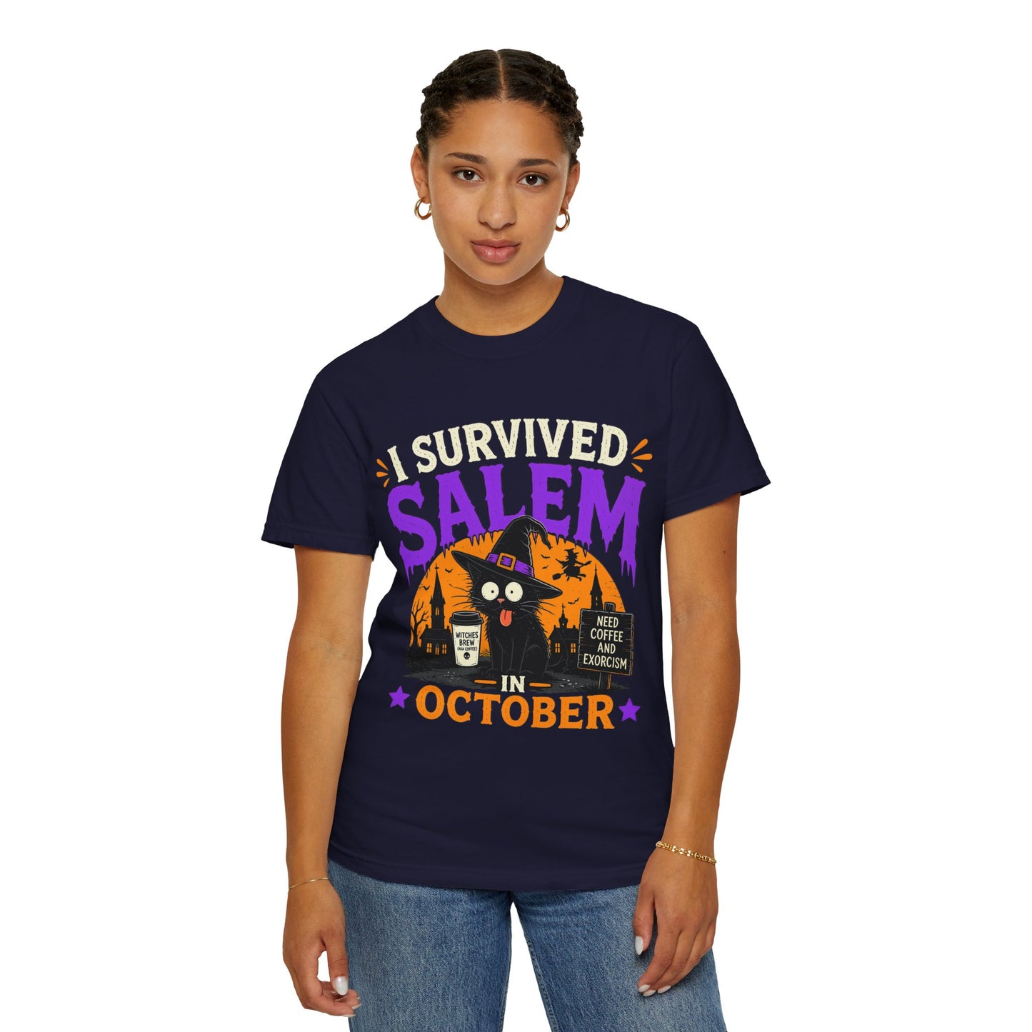 Survived Salem Cat - Unisex Garment-Dyed T-shirt