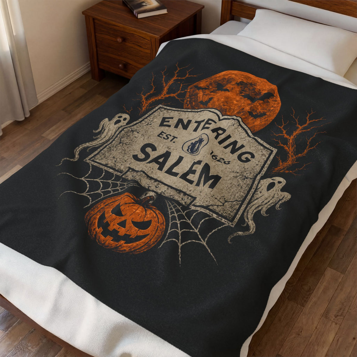 Halloween Entering Salem Velveteen Plush Blanket
