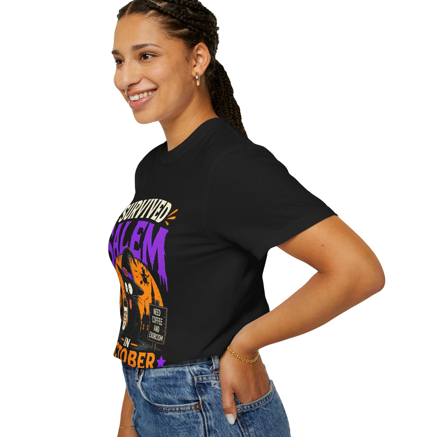 Survived Salem Cat - Unisex Garment-Dyed T-shirt