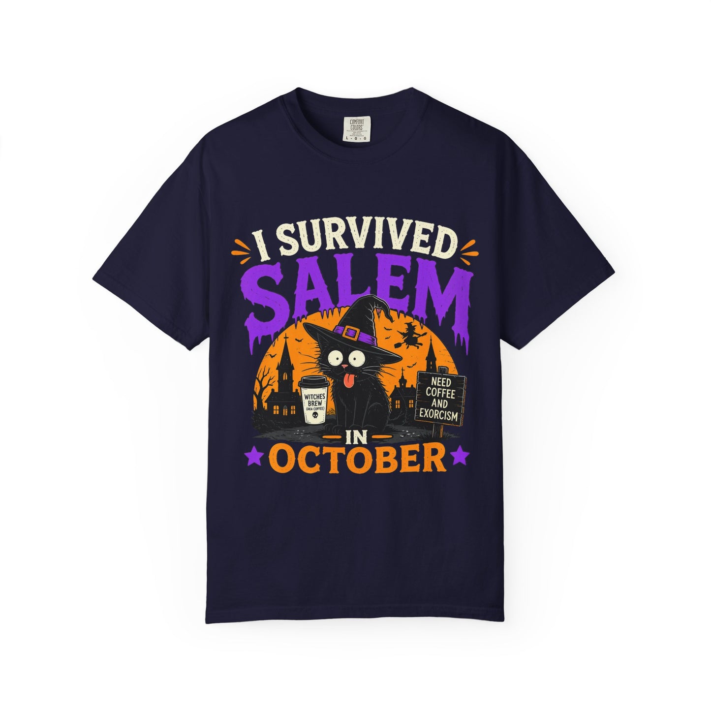 Survived Salem Cat - Unisex Garment-Dyed T-shirt