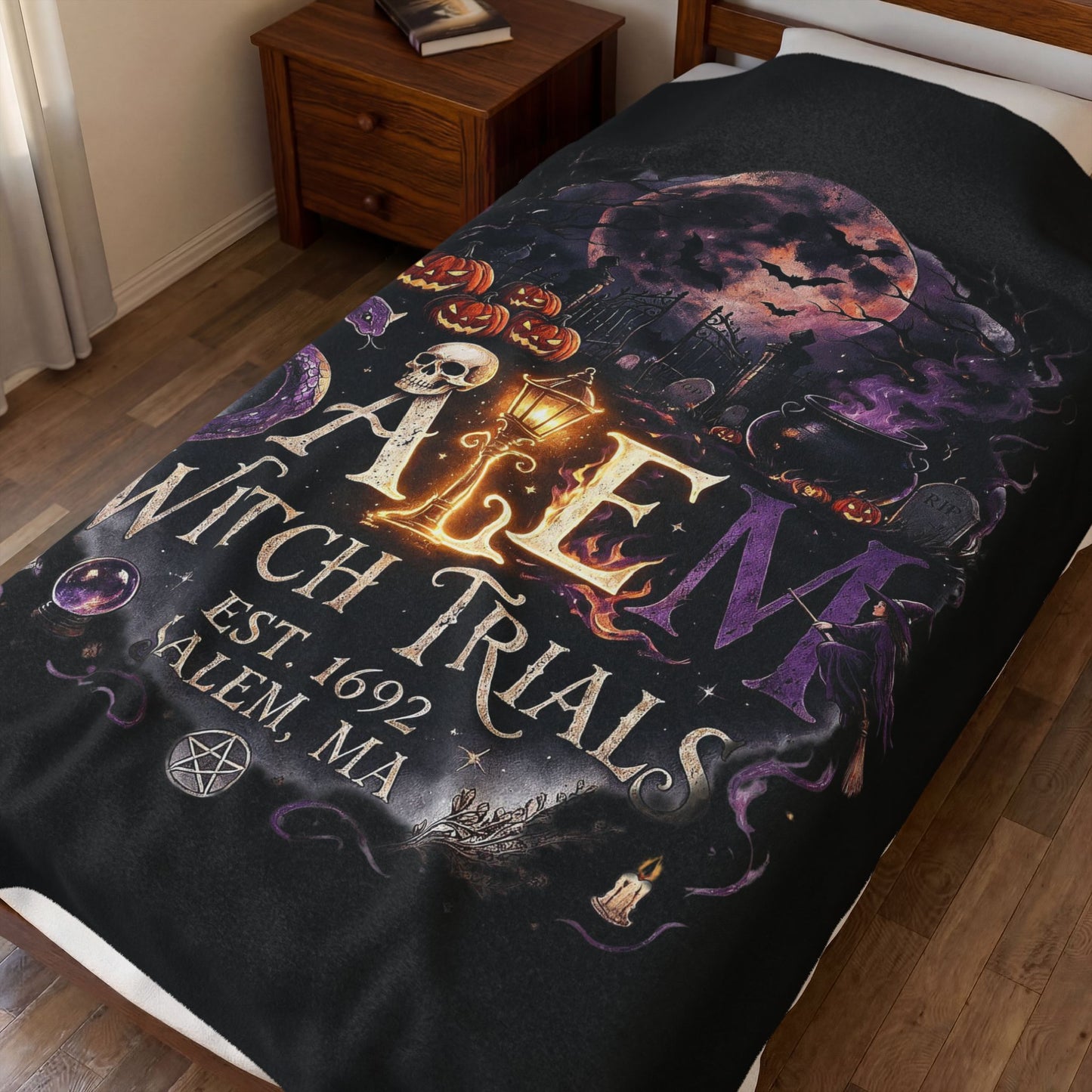 SALEM WITCH TRIALS Velveteen Plush Blanket