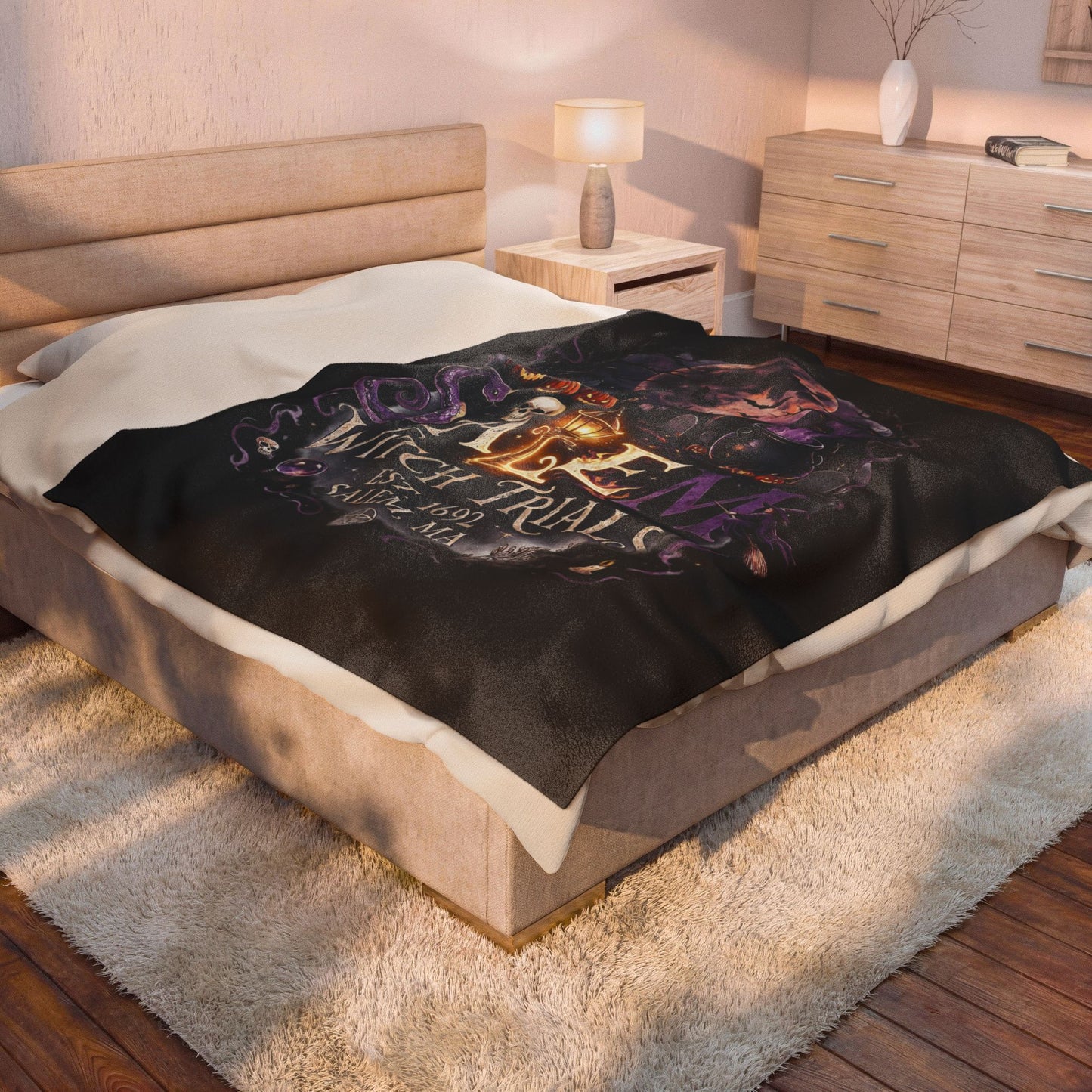 SALEM WITCH TRIALS Velveteen Plush Blanket