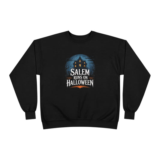 Salem Runs on Halloween Black Unisex EcoSmart® Crewneck Sweatshirt